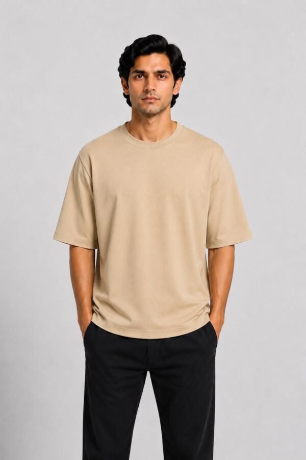 Beige Oversized Plain Tshirt
