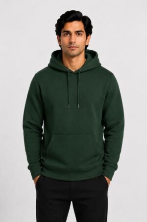 Bottle Green Cotton Hoodies for Men