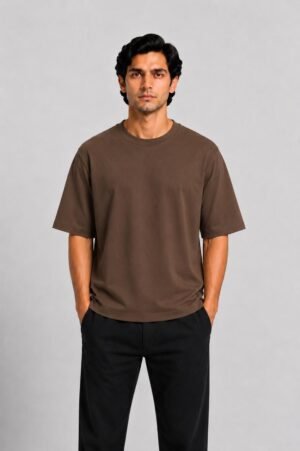Coffee Brown Oversized Plain Tshirt