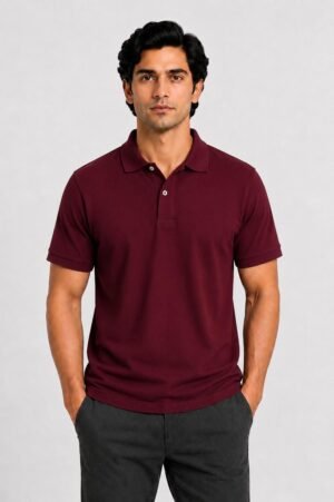 Maroon Cotton Polo T-shirt