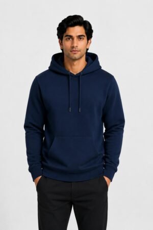 Navy Blue Cotton Hoodies for Men