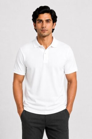 White Cotton Polo T-shirt